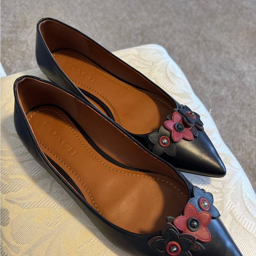 Coach Women's Black Floral Flats